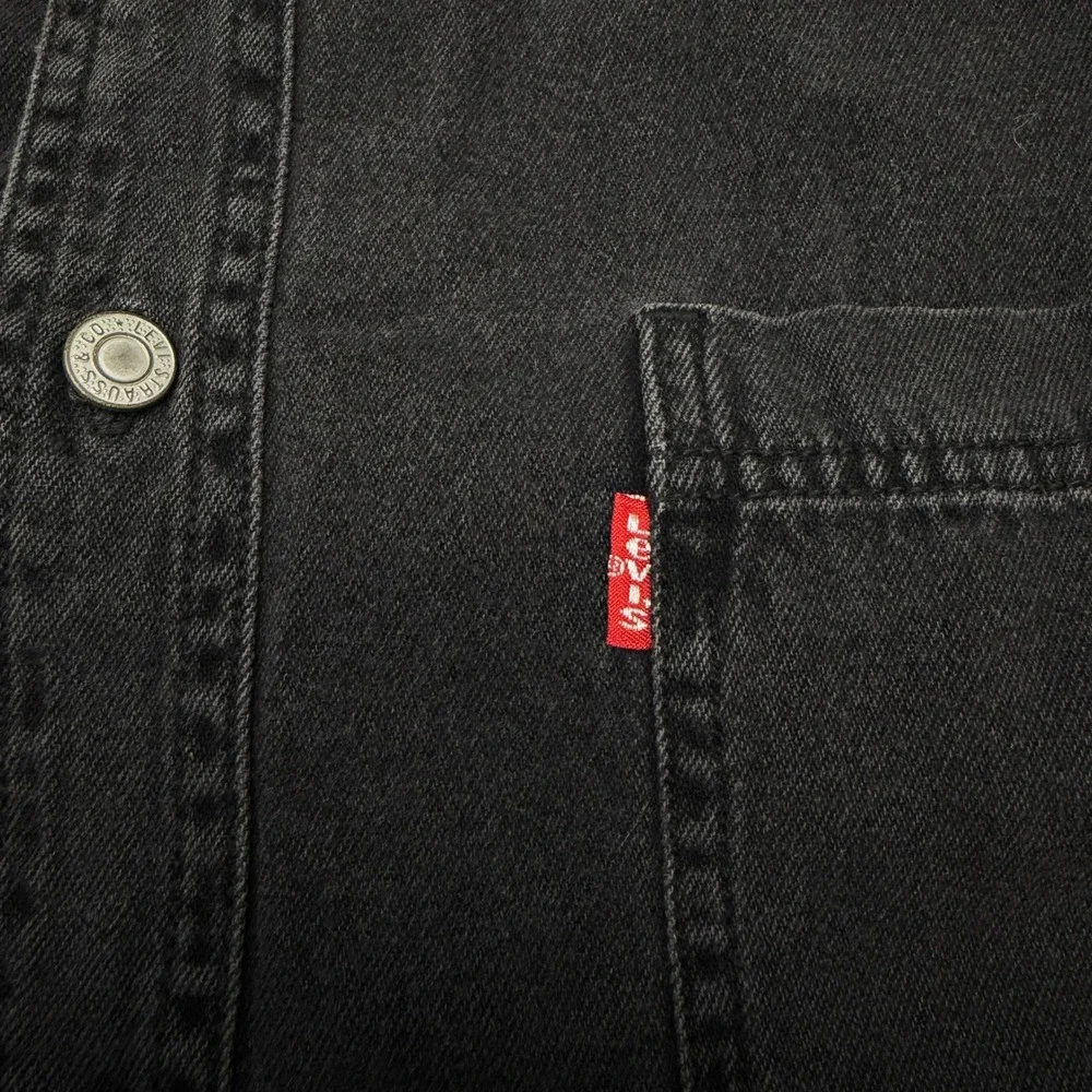 Vintage 90s Y2K Levi's Red Tab Denim Shirt Mens L Black Button Up Long Sleeve